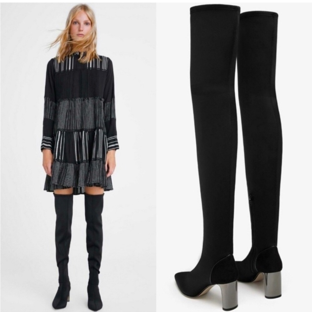 Zara Thigh High Neoprene Boots